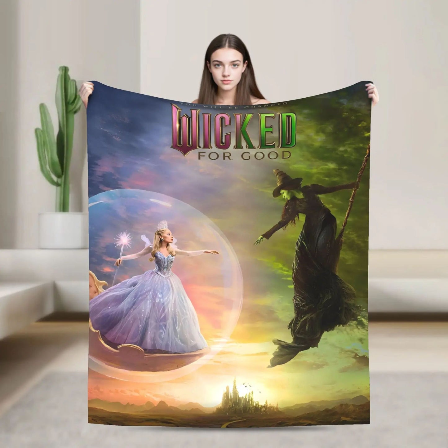 New Wicked Elphaba  Glinda Tonal Soft Warm Blanket Office Plush Bedding Throws Novelty Flannel Bedspread Sofa Bed Cover
