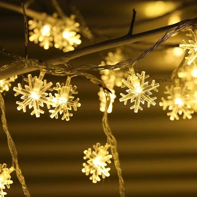 1pc LED Christmas Snowflake String Light Indoor Hanging Decorative Light Fairy Atmosphere Lamp for Wedding Party Battery Box/USB