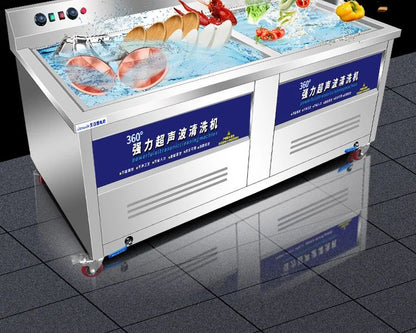 XWJ Dishwasher Commercial Ultrasonic Automatic Vegetable Washer  Kitchen Restaurant Canteen Large Bowl Washing Large Capacity