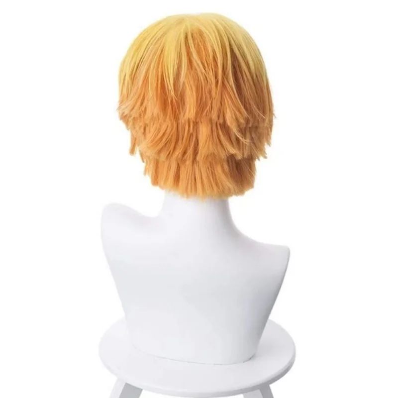 Kimetsu No Yaiba My Wife Is Good   Synthetic Cosplay Wig Yellow Gradient Orange Inverted Short Hair Anime Secondary Element