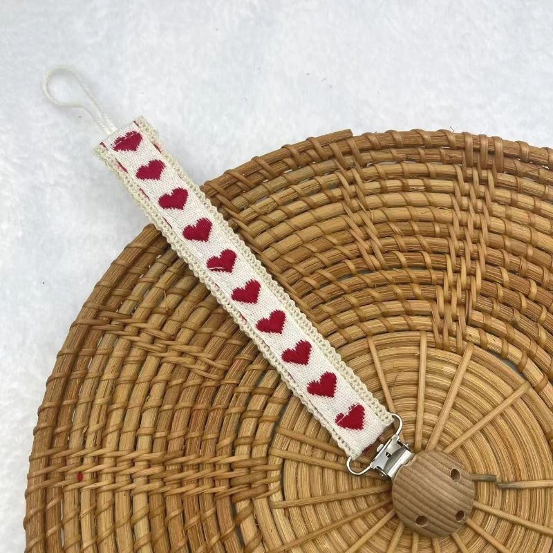 Wooden Baby Pacifier Chain Cute Flower Print Dummy Nipple Holder Guard Teether Pendant Baby Accessories