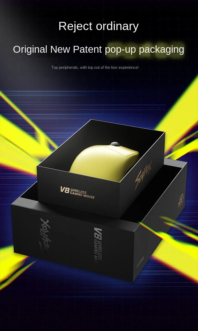 [EM ESTOQUE] SCYROX V8 8K Mouse Gamer Ergonômico com Fio e Sem Fio Ultraleve 36g PAW3950 E-Sports PC Gamer Acessório