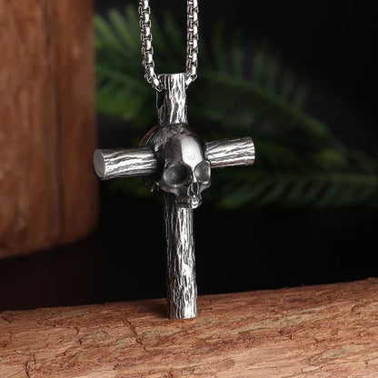 Colar Masculino Caveira Prisioneira Banhado a Prata, Acessório de Joia Gótica para Motociclistas, Punk Rock e Halloween