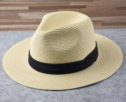 Chapéus de Sol Grandes Oversize para Homens Mulheres Praia Panamá Aba Larga Chapéu de Palha Senhora Chapéus de Sol de Verão Plus Size Chapéu Fedora 55-57cm 58-60cm