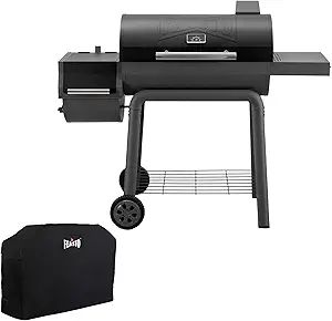 Outdoor Charcoal Grill with Cover and Offset Smoker, 832 Sq. In. Heavy-Duty BBQ Grill with Side Table for Backyard Cooking