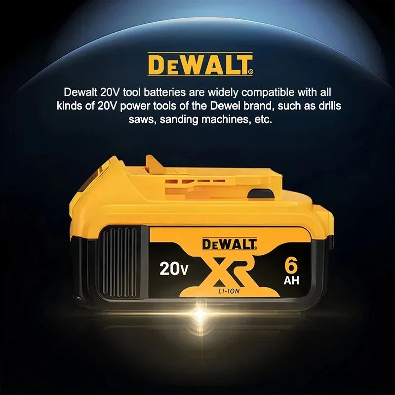 Bateria Dewalt 20V 100% Genuína, Bateria Recarregável de Íon de Lítio 2AH 5AH 6AH, Bateria de Substituição para Ferramentas Elétricas Dewalt DCB200