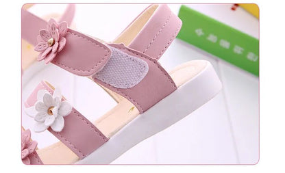 Girls Sandals Gladiator Flowers Sweet Soft Children Beach Shoes Kids Summer Floral Sandals Princess Fashion Cute High Quality