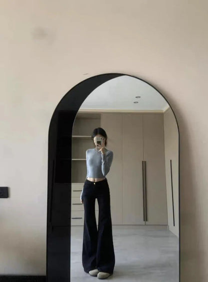 High Waist Loose Fit Bell Bottom Jeans Women's Black Slimming Denim Pants Spring 2025 Fashion Trend Wide Leg Casual Trousers