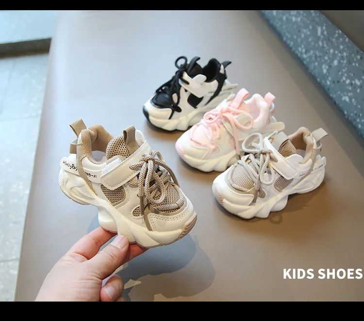 Girl Child Sport Shoe 2024 Spring Mesh Breathable Toddlers School Running Sneakers Fashion Non-slip Kids Boys Basketball Shoes