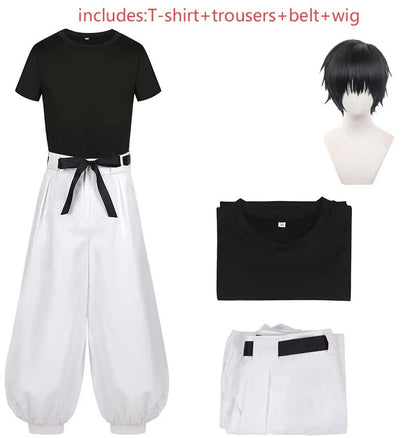 Jujutsu JJK Manga Anime Fushiguro Toji Satoru Gojo Cosplay Costume Wig T-shirt Pants Rose Net Halloween Christmas Gift