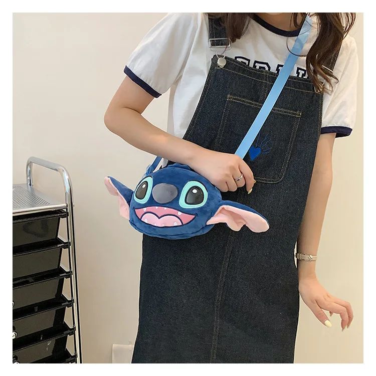 Disney Lilo & Stitch Plush Toys Kawaii Plush Messenger Bag Girl Handbag Anime Stuffed Toys Children Cartoon Plushie Soft Bag