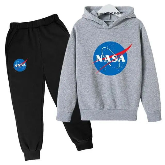 Kids NASA Fashion Casual Spring Autumn 2pcs Hoodie+jogging Pants Tracksuits 3-13 Years Boys Girls Trend Outfits Children Clothes