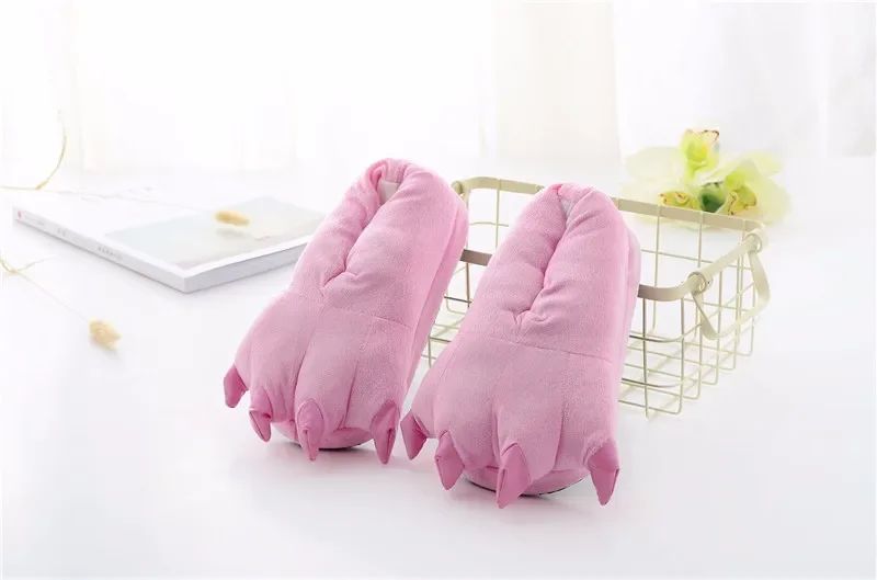 Tiger Animal Paw Slippers For Boy Girl Unisex Kids Cute Monster Claw Slippers Cartoon Soft Plush Warm Home Slippers Child Shoes
