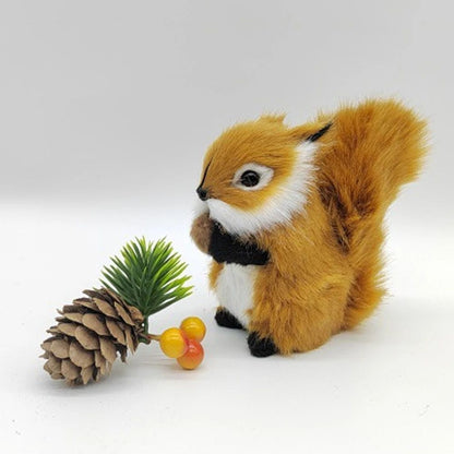 Simulation Squirrel Animal Figurines Christmas Artificial Squirrel Ornament Christmas New Year Party Desktop Decoration
