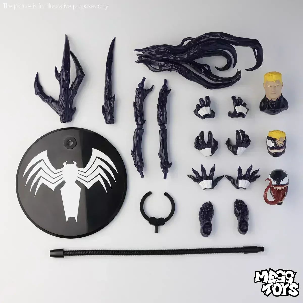 In stock NEW Mess Toys Venom Lethal Neighbor Spider Man Symbiotic Black Suit Messtoys Spiderman Anime Action Figure Model toys
