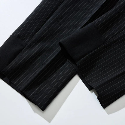 Calça Casual Masculina Listrada Preta Nova de Verão 2025, Calça Slim da Moda na Altura da Panturrilha, Tamanhos 28-35