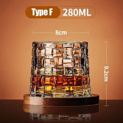 Copo de Uísque com Base, Copos de Uísque de Cristal Giratórios, Taça de Vinho e Brandy para Bar e Casa