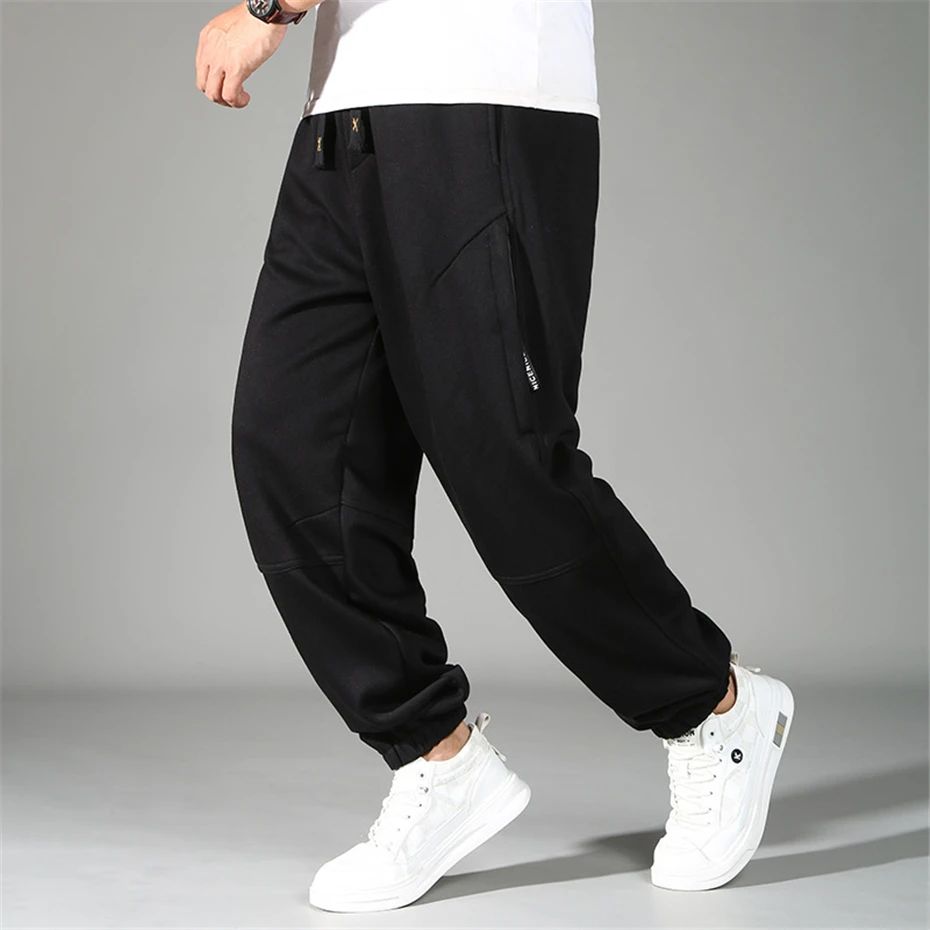 Calça Masculina Plus Size Grande Cintura Elástica Solta Jogger Masculina Primavera Moletom Plus Size Calça Esportiva Folgada