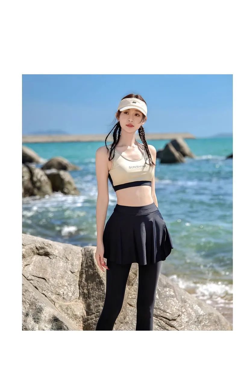 Women's Swimming Suit 2025 New Style Four-Piece Conservative Bikini Long Sleeve Long Pants Surfing Snorkeling Mother Suit