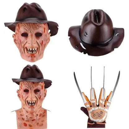 Freddy Cosplay Costume Adult Sweater Red Striped Knitting Top Coat Hat Fnaf Mask Halloween Carnival Party Costume for Men