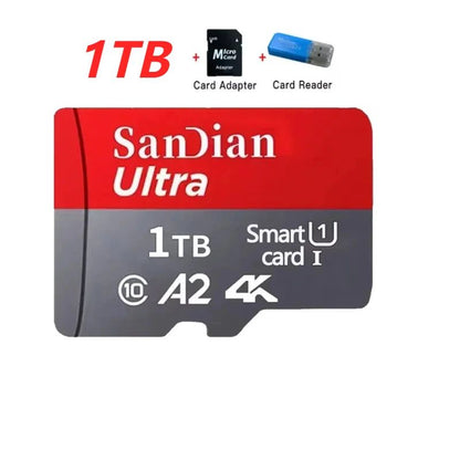 High Speed Micro TF SD Card 256GB 512GB Memory Card A2 V30 SD Memory Cards 1TB 2TB Mass Capacity Cards for Smartphone/PC/Laptop