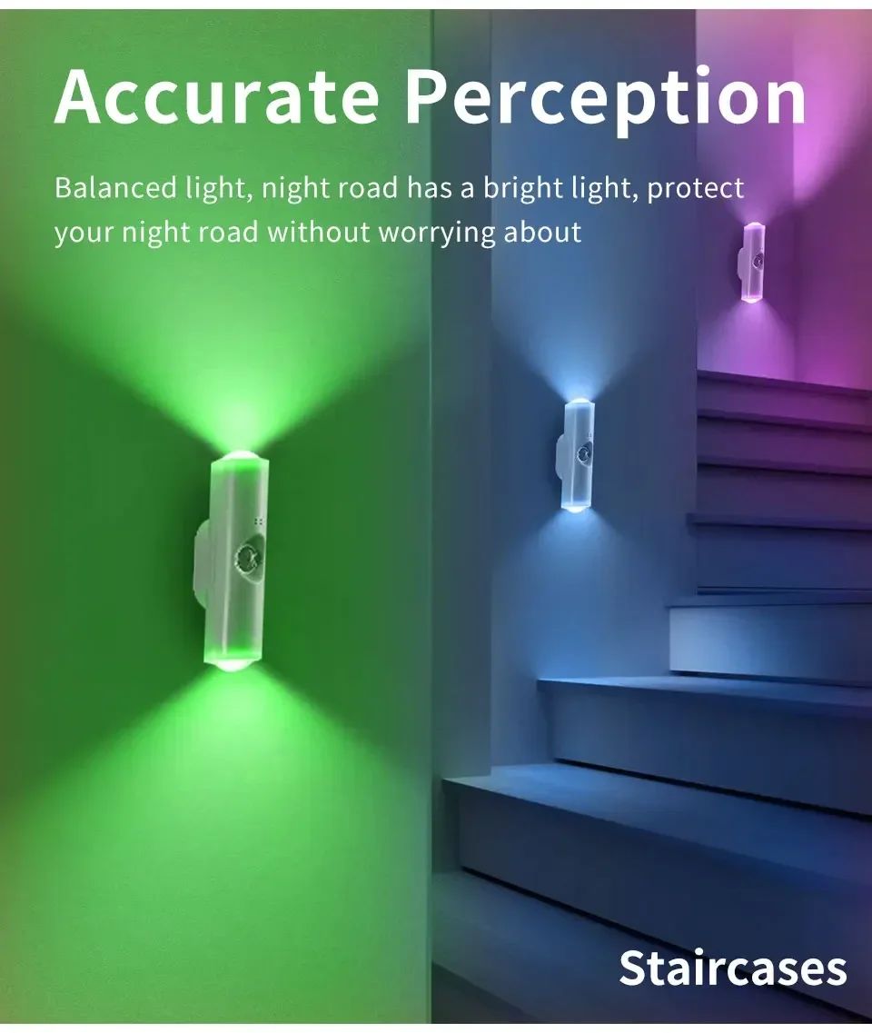 Smart RGB Gradient Wall Light Motion Sensor Magnetic Rechargeable Wall Sunset Lamp for Bedroom Closet Garden Room Decoration