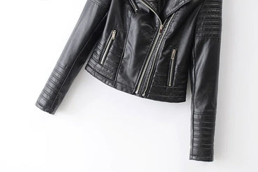 Customizable 2024 New UZZDSS Women Soft Motorcycle Faux Leather Jackets Ladies Long Sleeve Autumn Winter Biker Streetwear Coat