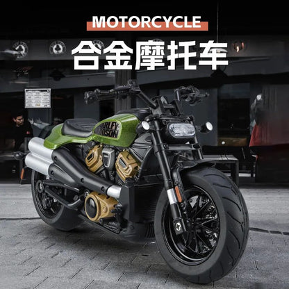 1:12 Harley SPORTSTER S Moto Alta Simulação Liga de Metal Fundido Modelo de carro Luz e Som Ornamentos Essenciais