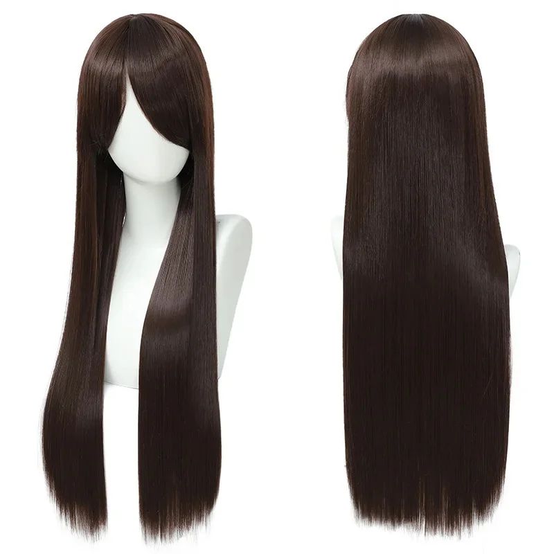 QQXCAIW Peruca Colorida Longa Lisa Sintética Branca Roxa Preta para Cosplay 80cm para Homens e Mulheres