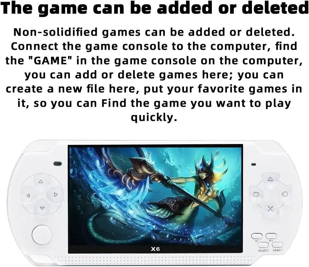 JXD Handheld Game Console 4.3 inch 8GB Built in 2000 Games for Multiple Simulators X6 Retro Video Game Console Mp3/4/Ebook TV Out Mini Hand Portable Game Player Device Holiday (White)