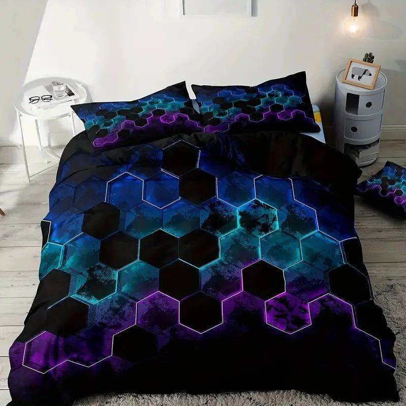 Colorful Geometry Bedding Set - Duvet Cover With Pillowcase For Single Double Bed Kids Adults Queen King Size Options Available