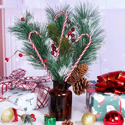 Acrylic Candy Cane Pendant Xmas Tree Twisted Crutch Hanging Ornament Happy New Year Christmas Party Home Decoration Red Green