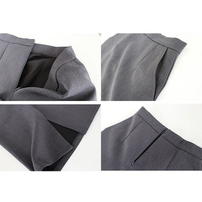 Sweater Coat Skirts 2024 Autumn and Winter New Gray Back Slit Suit Skirt Skirt