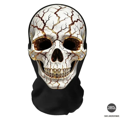 Skull Mask with Cracked Starry Eyes — A Quirky Headpiece Perfect for Halloween Cosplay. Also Doubles As A Breathable for Outdoor