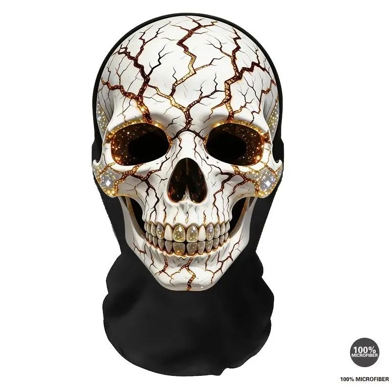 Skull Mask with Cracked Starry Eyes — A Quirky Headpiece Perfect for Halloween Cosplay. Also Doubles As A Breathable for Outdoor