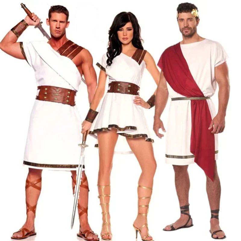 Cosplay Ancient Greek Roman Gladiator Costume Sets Adult Men Women Halloween Carnival Dress Up Party Roman Solider Fancy Dress