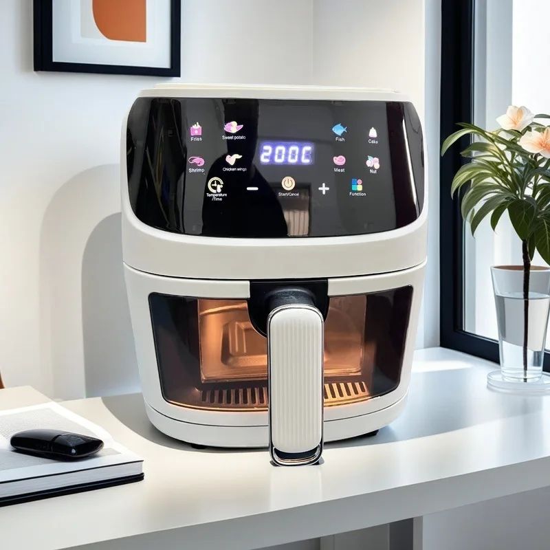 Fritadeira Airfryer 8L Forno Smart Touch de Grande Capacidade Visual Multifuncional Elétrico Fritadeira Air Fryer Máquina de Batata Frita