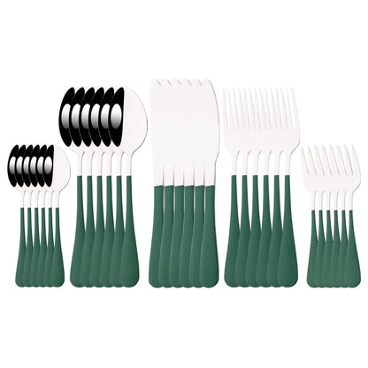 Conjunto de Talheres de Aço Inoxidável Colorido de 6/30 Peças, Faca, Garfo de Bolo, Colher de Chá, Conjunto de Talheres de Cozinha, Pratos