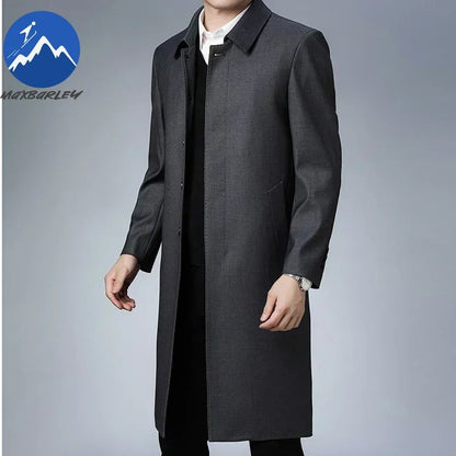 Light Luxury Long Jacket Men's Winter Business Casual Comfortable Windproof Warm Trench Coat British Streetwear Suit Male Coat