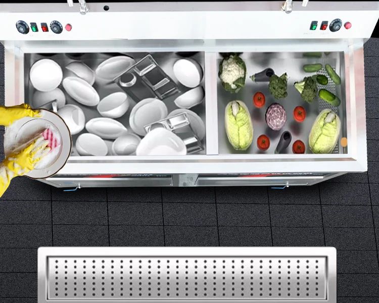 XWJ Dishwasher Commercial Ultrasonic Automatic Vegetable Washer  Kitchen Restaurant Canteen Large Bowl Washing Large Capacity