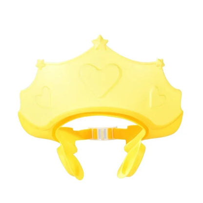 Chapéu de banho de borracha macia ajustável à prova d'água para bebês, proteção auricular infantil, xampu seguro para crianças, chapéu de bebê padrão coroa