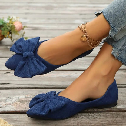 Women's Shoes 2025 Spring Pointed Women's Flats Fashion Bow Loafers Slip on Walking Flat Shoes Ladies Shallow Comfort Sneakers