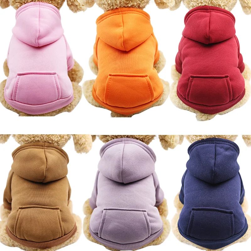 Moletons Sólidos para Cães Roupas para Pets Pequenos Casacos Jaquetas Moletom para Chihuahua Fantasia de Gato Roupinhas de Algodão para Pets