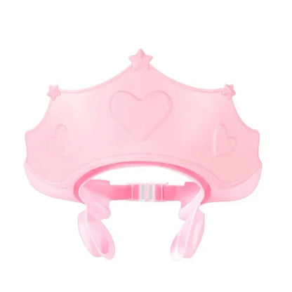 Chapéu de banho de borracha macia ajustável à prova d'água para bebês, proteção auricular infantil, xampu seguro para crianças, chapéu de bebê padrão coroa