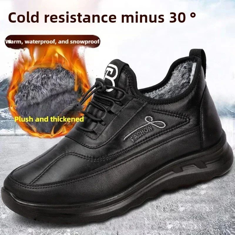 Winter Fashion Men's Shoes Warm Plush  Men's Black Waterproof Zapatillas Hombre Comfortable Men's Walking Shoes