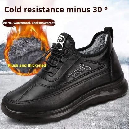 Winter Fashion Men's Shoes Warm Plush  Men's Black Waterproof Zapatillas Hombre Comfortable Men's Walking Shoes