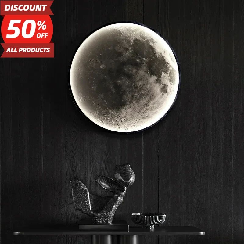 2025 Newest LED Modern Simple Bedside Wall Lamp Net Red Creative Living Room Bedroom Moon Mural New Balcony Stair Aisle Lamps