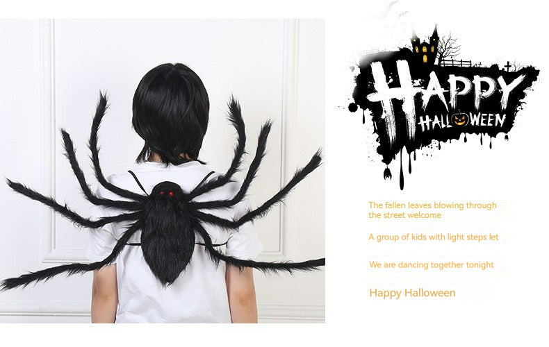 90/125CM Horror Plush Spider Bag Decoration Halloween Candy Backpack Big Spider Shape Trick or Treat Halloween Props Costume
