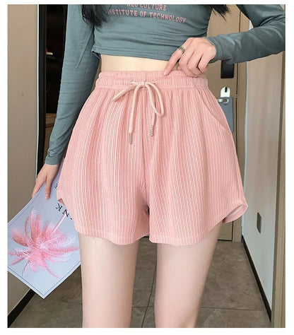 2025 New Summer Sports Shorts Women's Korean High Waist Loose Large tudent Youth Home Sleepwear Running Yoga Shorts