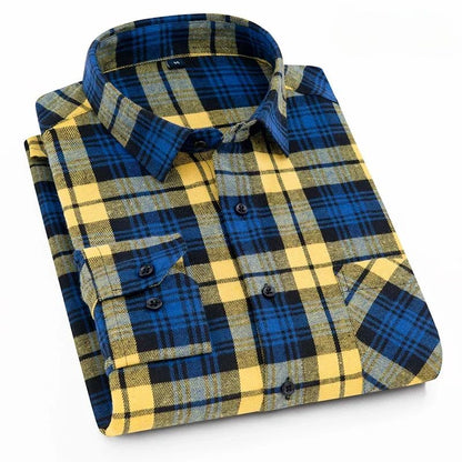 New in shirt fashion korean popular 40%cotton long-sleeve shirts for men slim fit plain shirt streetwear Casual plaid clothes